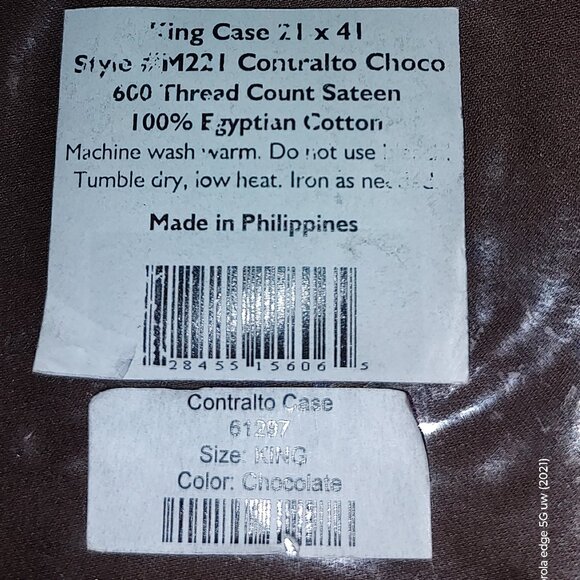 MATOUK CONTRALTO PILLOWCASE 600TC EGYPTIAN COTTON SATEEN CHOCOLATE-SAND KING NEW - Picture 3 of 5